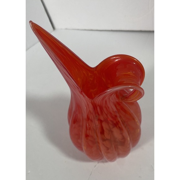 Lefton Hand Blown Coral Swirl Mcm Pitcher 1960's - Picture 4 of 7